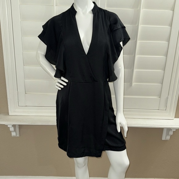 Avec Les Filles Faux Wrap Ruffled Mini Dress - Picture 1 of 11